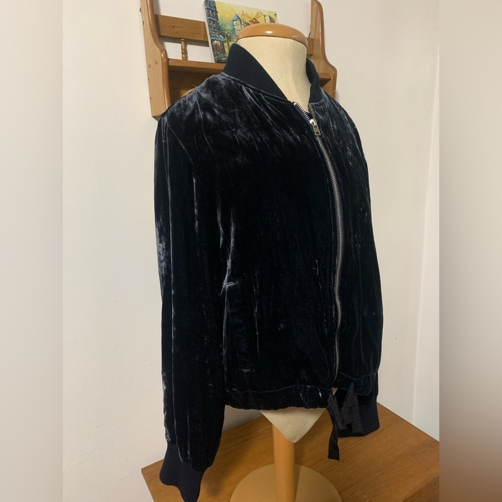 J.Crew Velvet Bomber Jacket in Midnight Navy Like New Size L - Picture 8 of 16
